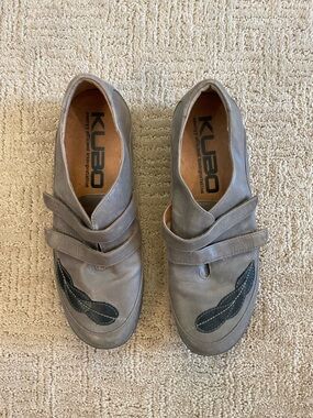 🩶♠️ KUBO Mary Jane Velcro Flat Leather Shoes Loafers Taupe/Black 39 8–8.5 Boho